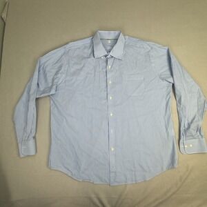 Peter Millar Button Down Dress Shirt Mens XL Blue Stripes Silk Twill Cotton